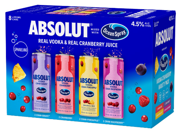 Absolut Ocean Spray Variety 8pk Cans